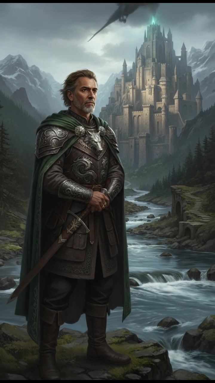 Raj looking contemplative, with the flowing river in the foreground.