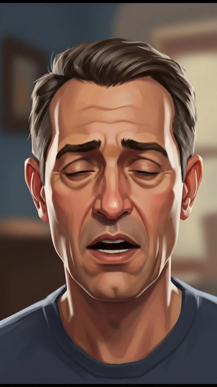 Close-up of Omar's face showing weariness as he sighs deeply.