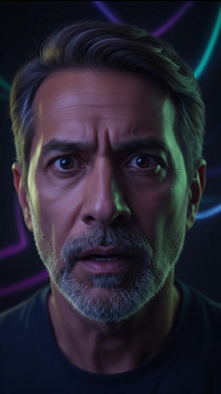 A close-up of Raj’s face showing confusion and astonishment.