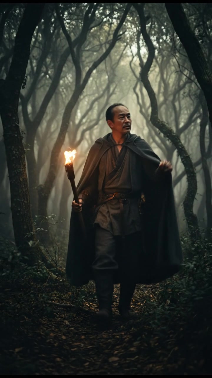 Hiro walking deeper into the forest, looking curiously around.