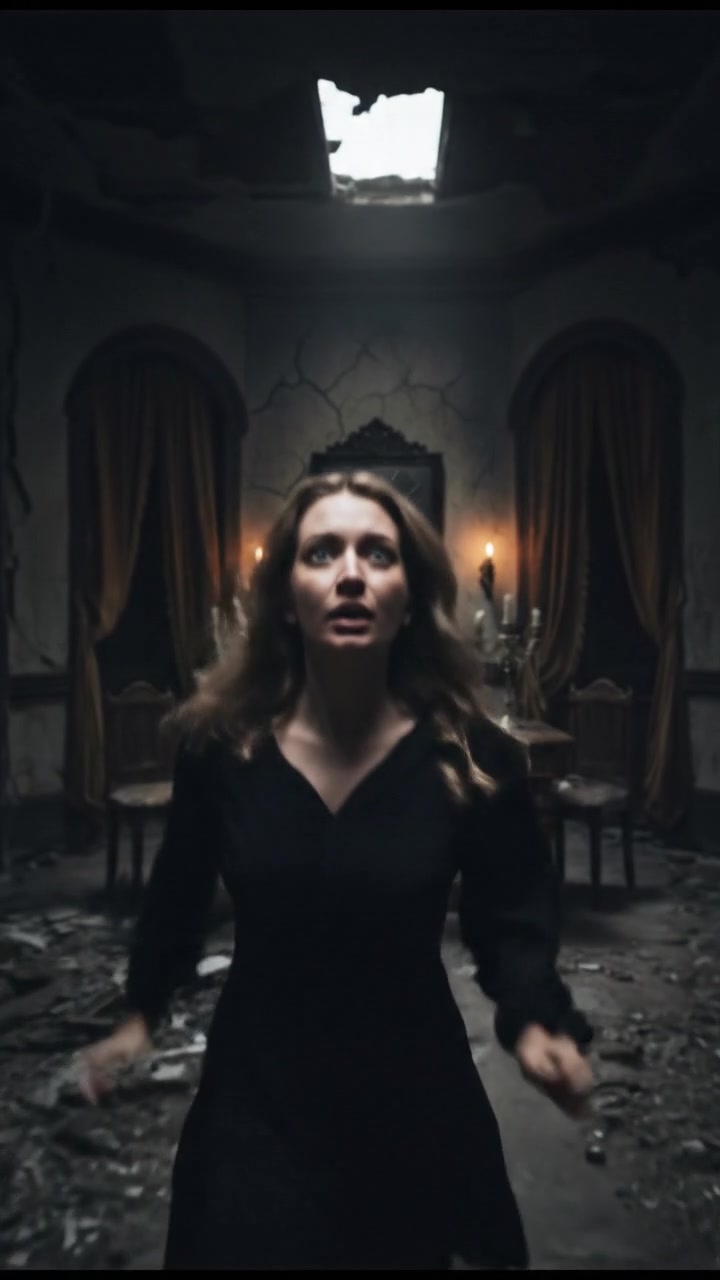 Ashley screams in terror, her expression filled with dread and disbelief.