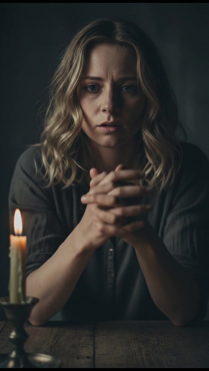 Close-up of Ashley's hands trembling as she tries to think through her fear.