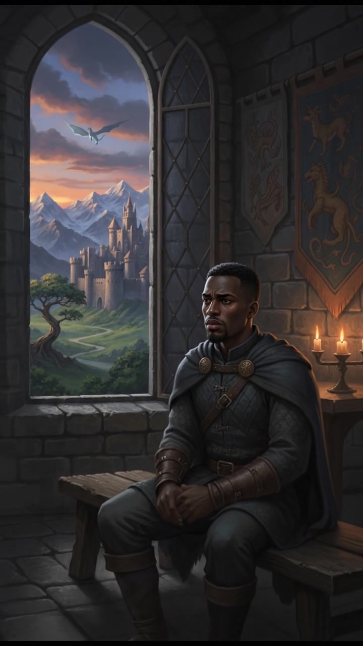 Isaiah sitting alone in a dimly lit room, looking out the window with a troubled expression.