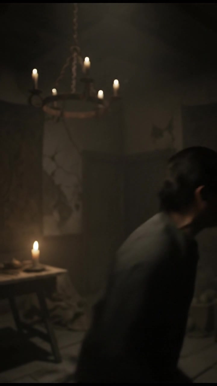 Hiro, looking terrified, stands in a dark, shadowy room, his eyes wide and mouth open in a scream.