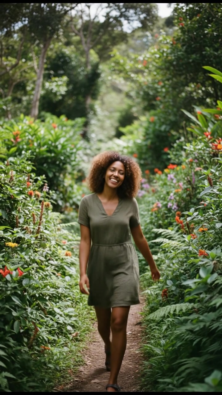 A Blind Lady Walking with a Stick