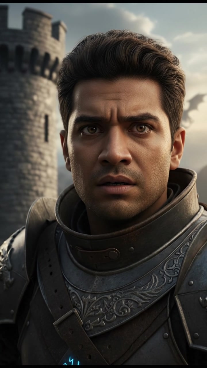 A close-up of Vikram's anxious face, showing concerned expression.