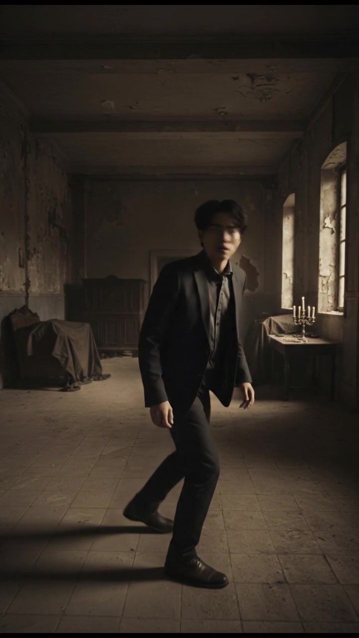 Ken turning around swiftly, scanning the empty room with a worried expression.