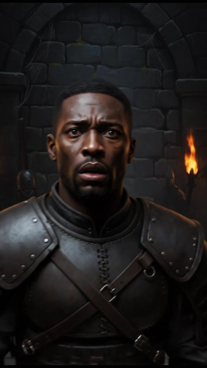 A close-up of Isaiah's anxious face illuminated by a flickering light.