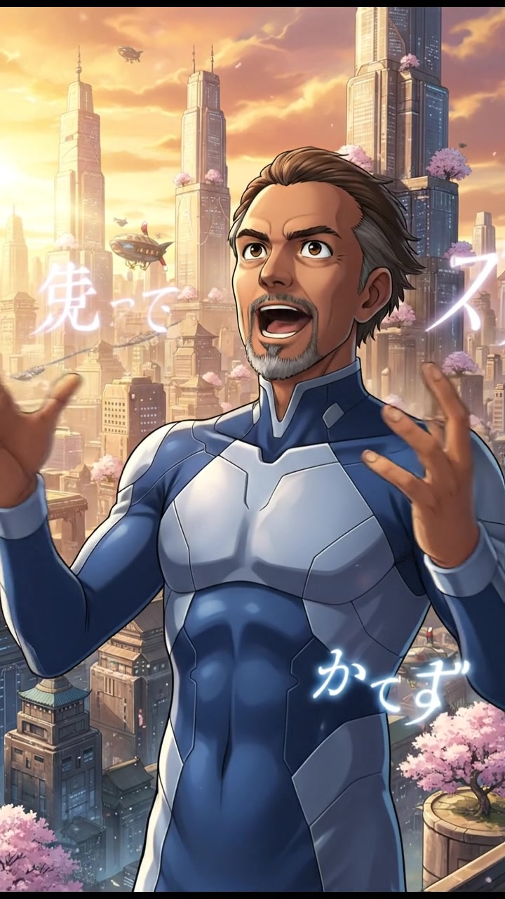 Raj standing confidently, hands raised, emphasizing his words.