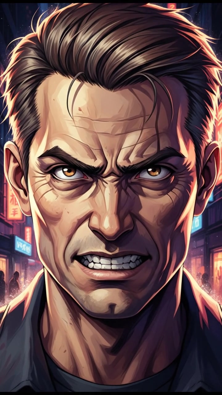 A close-up of the Omar's face with a threatening expression, shadows cast across his features.