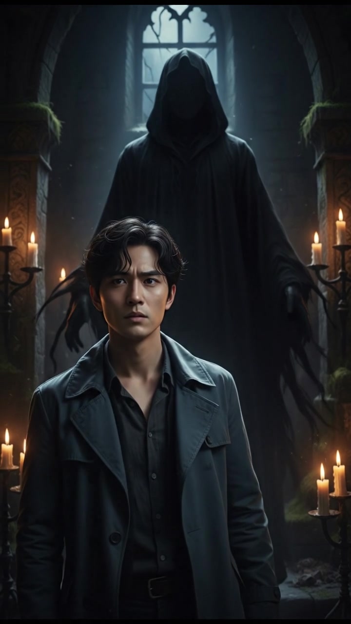 A shadowy figure appears behind Ken, suggesting an ominous presence.