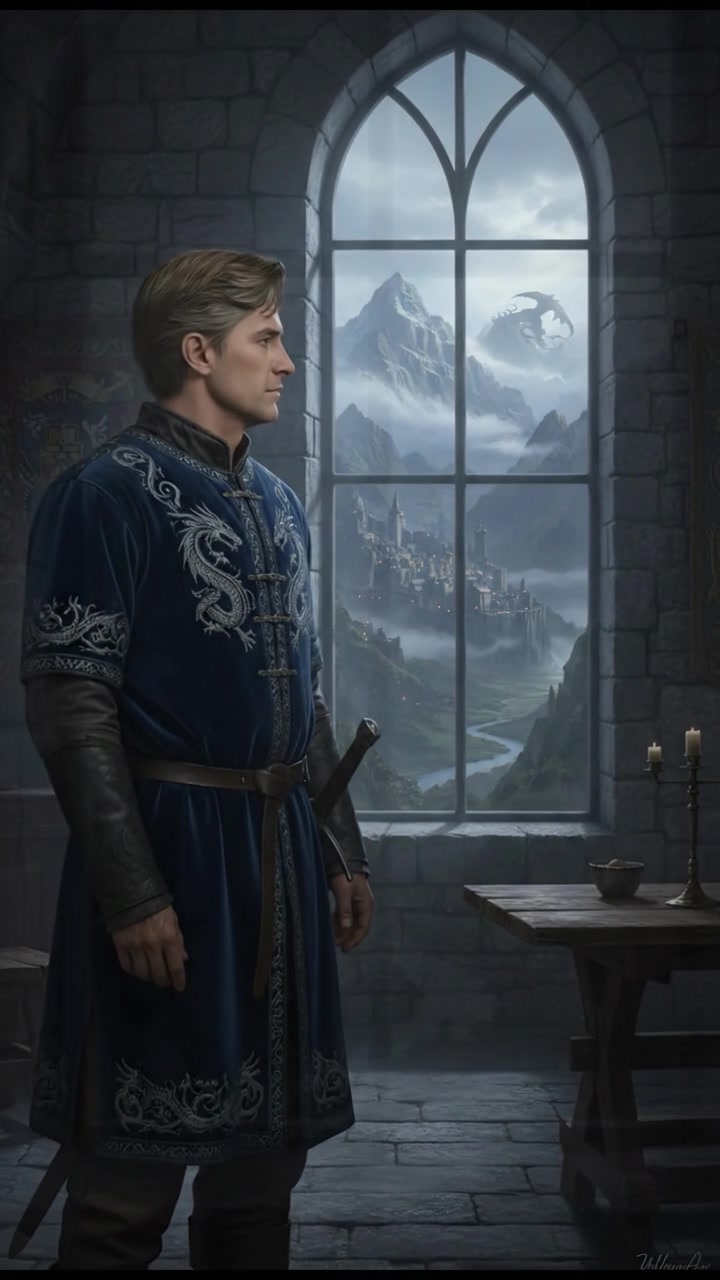 Mark, standing in a dimly lit room, gazes out the window, a strong sense of silence around him.