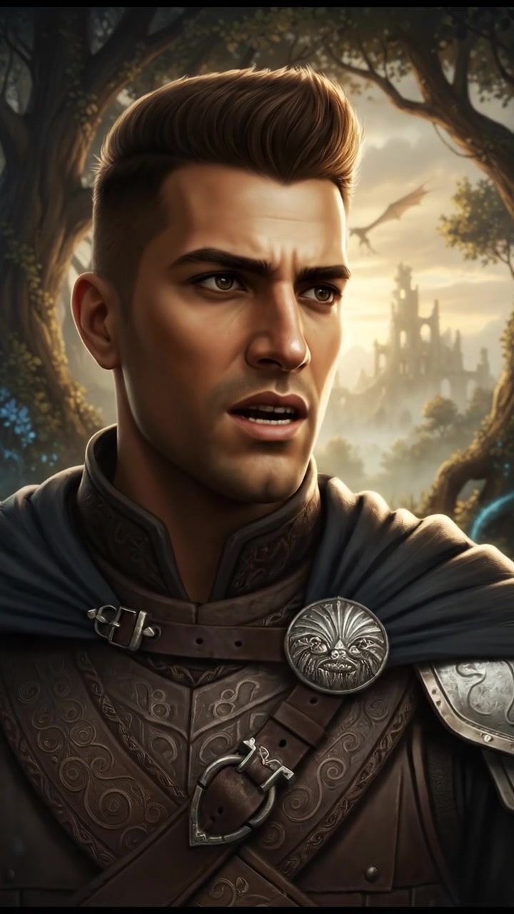A close-up of Amir's determined face as he gazes towards the horizon, surrounded by trees.