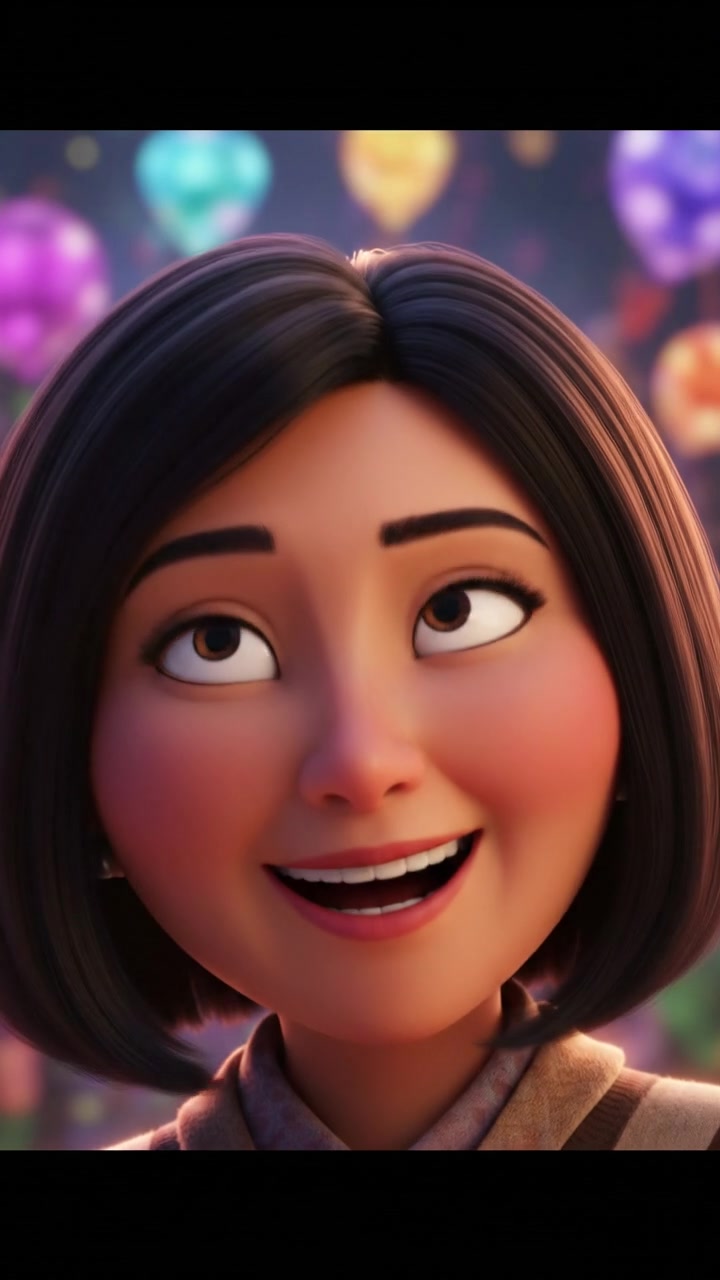 A close-up of the Li's face, with curious brown eyes gazing around.