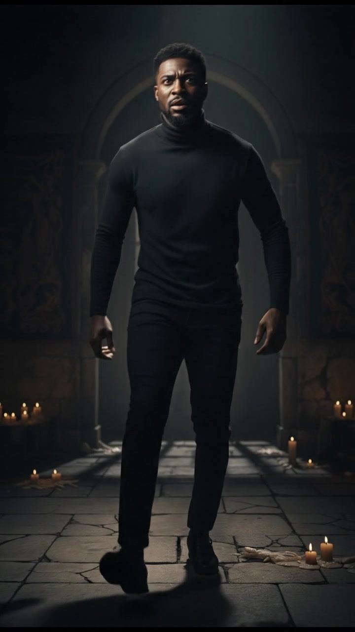 Isaiah stepping back slowly, his expression tense as he breathes heavily.