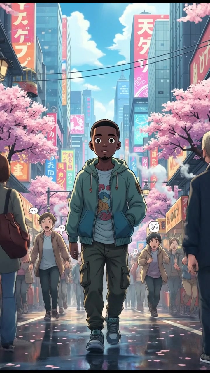 Isaiah walking through a crowded street, observing the bustling scene around him.