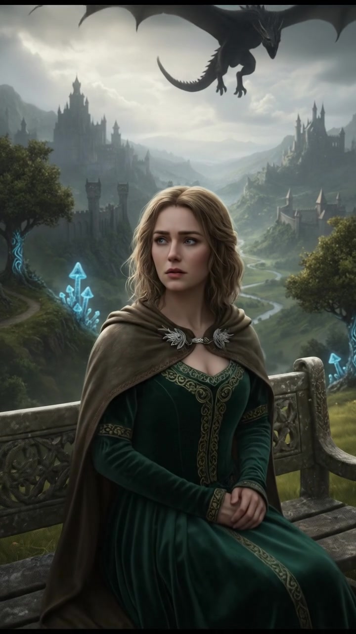 Ashley sitting alone on a park bench, a thoughtful expression as she looks around.