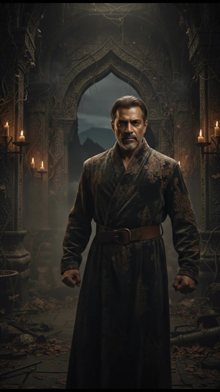 The Raj standing determined, preparing himself to face the unknown fear around him.