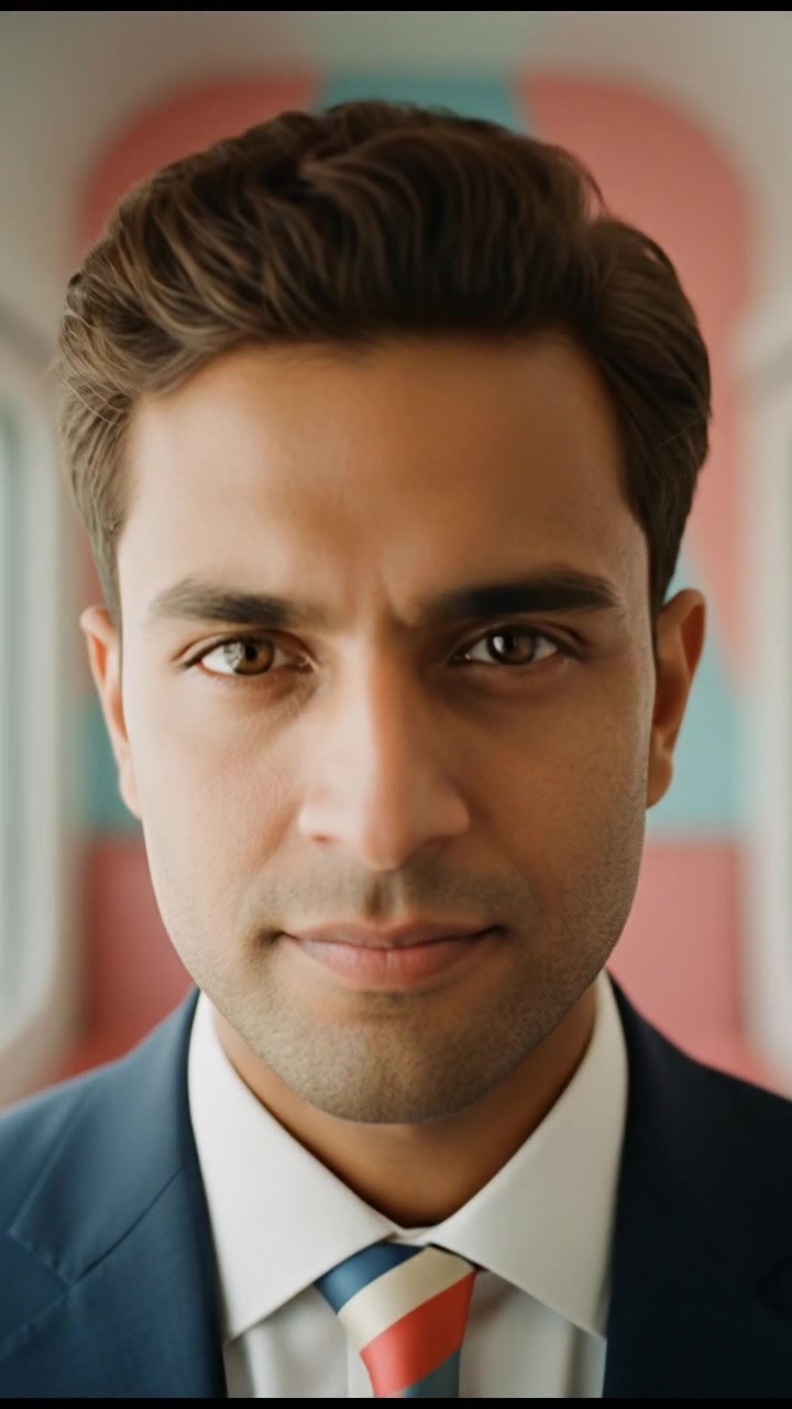 A close-up of Arjun's face, highlighting his determined expression, set against a soft-focus background.