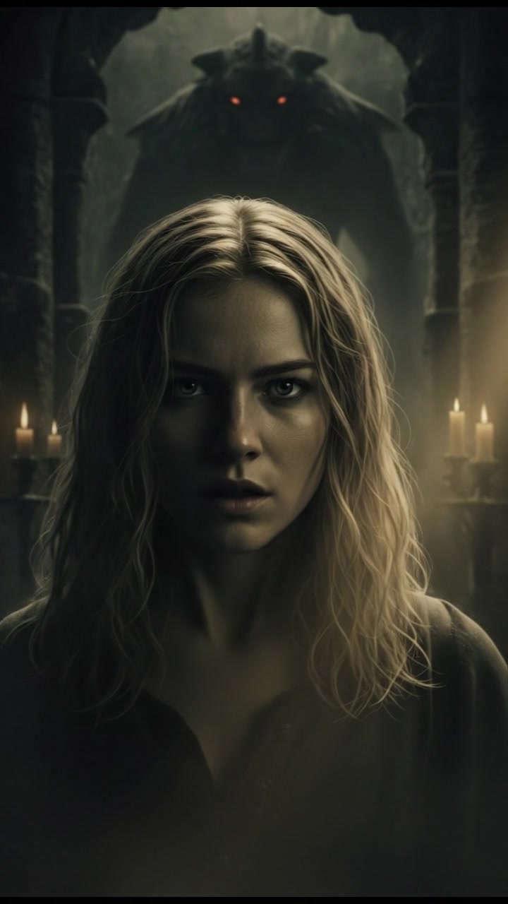 A close-up of Ashley’s determined expression as she prepares to confront a legendary creature.