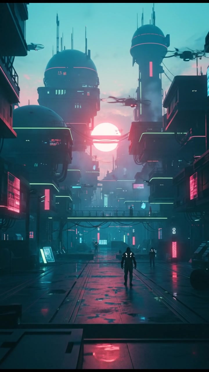 A serene landscape showing a sunset over the village, symbolizing peace and happiness.