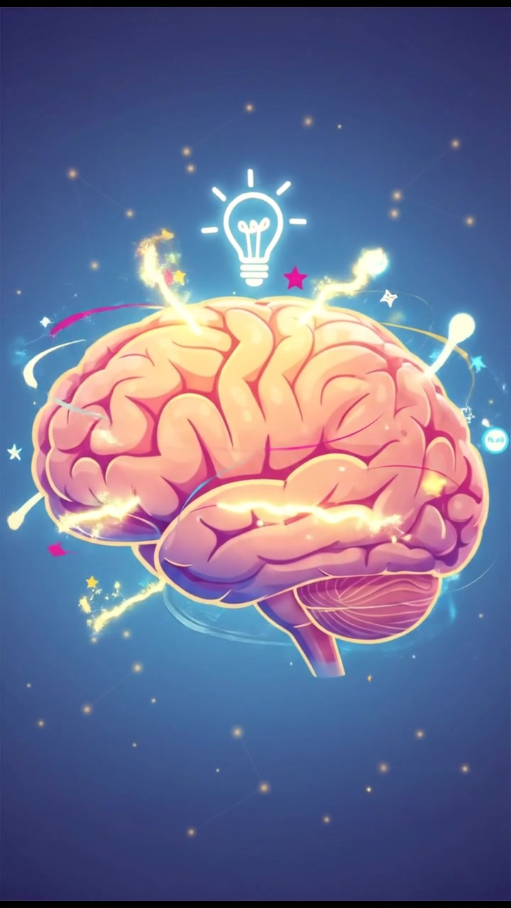 A bright, inviting image of the human brain, with electric signals depicted to represent inspiration.
