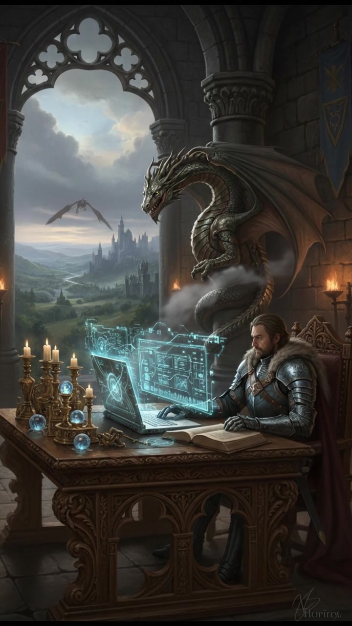 A modern office setup with a laptop open, showcasing digital graphs and technology tools.