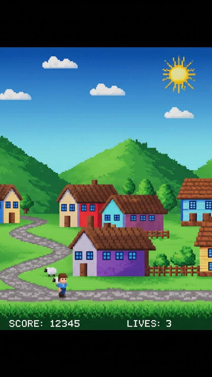 A picturesque village surrounded by lush green hills and colorful houses.