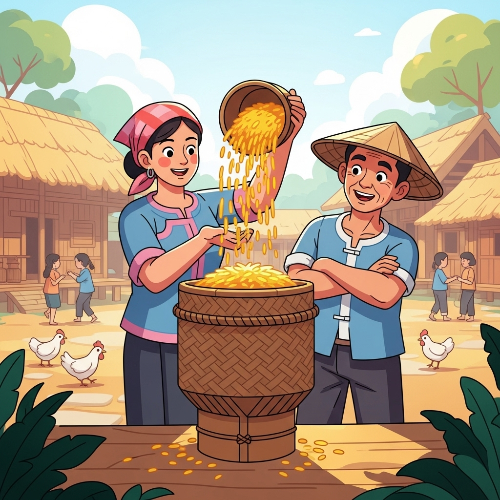 Harvesting Joy: Storing Golden Rice in Tradition