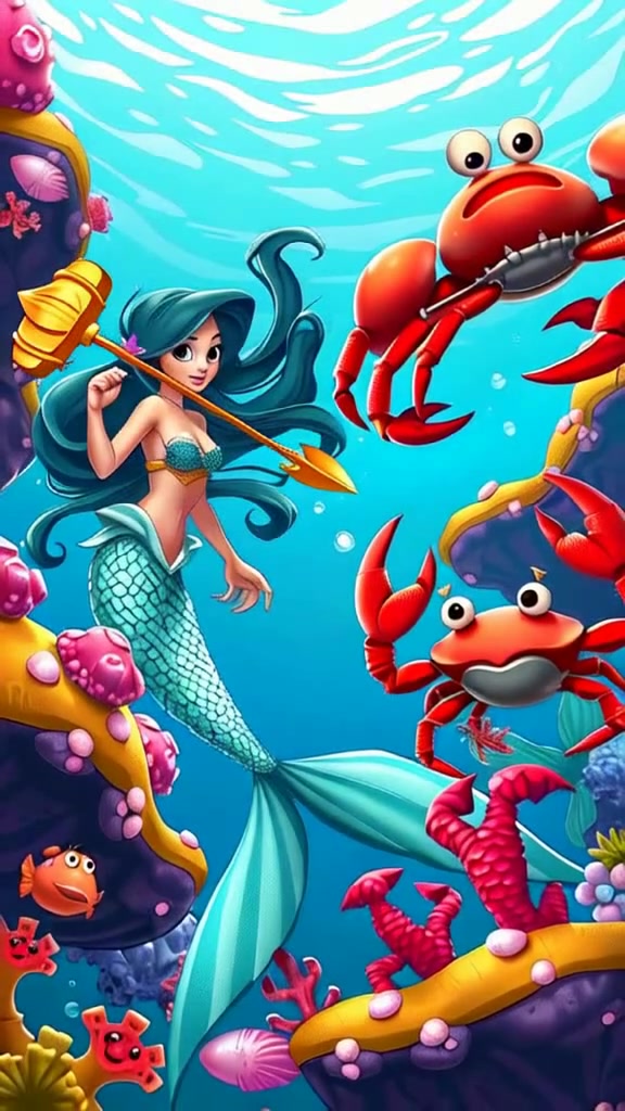 Underwater Showdown: Mermaid vs Crab