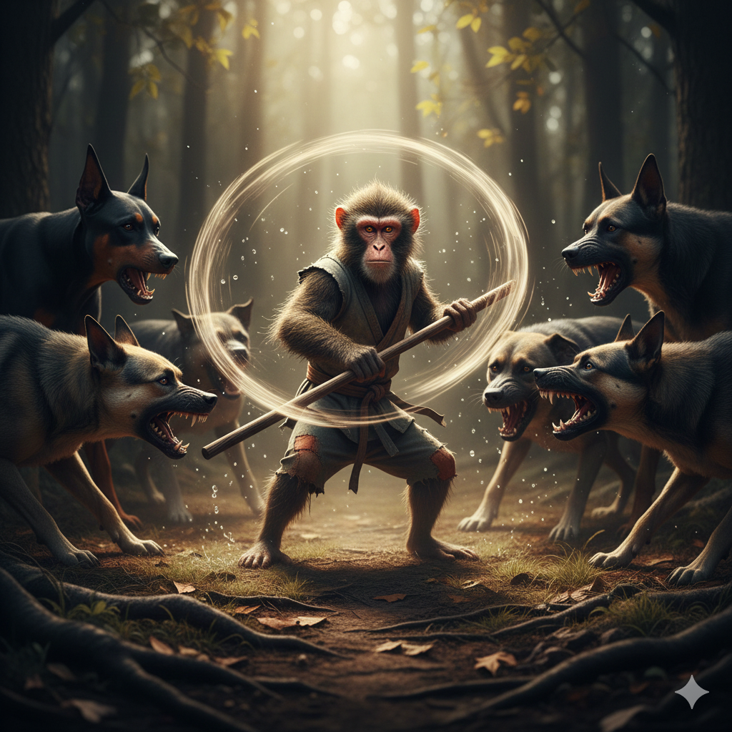 Karate Monkey vs Fierce Dogs: A Cinematic Standoff