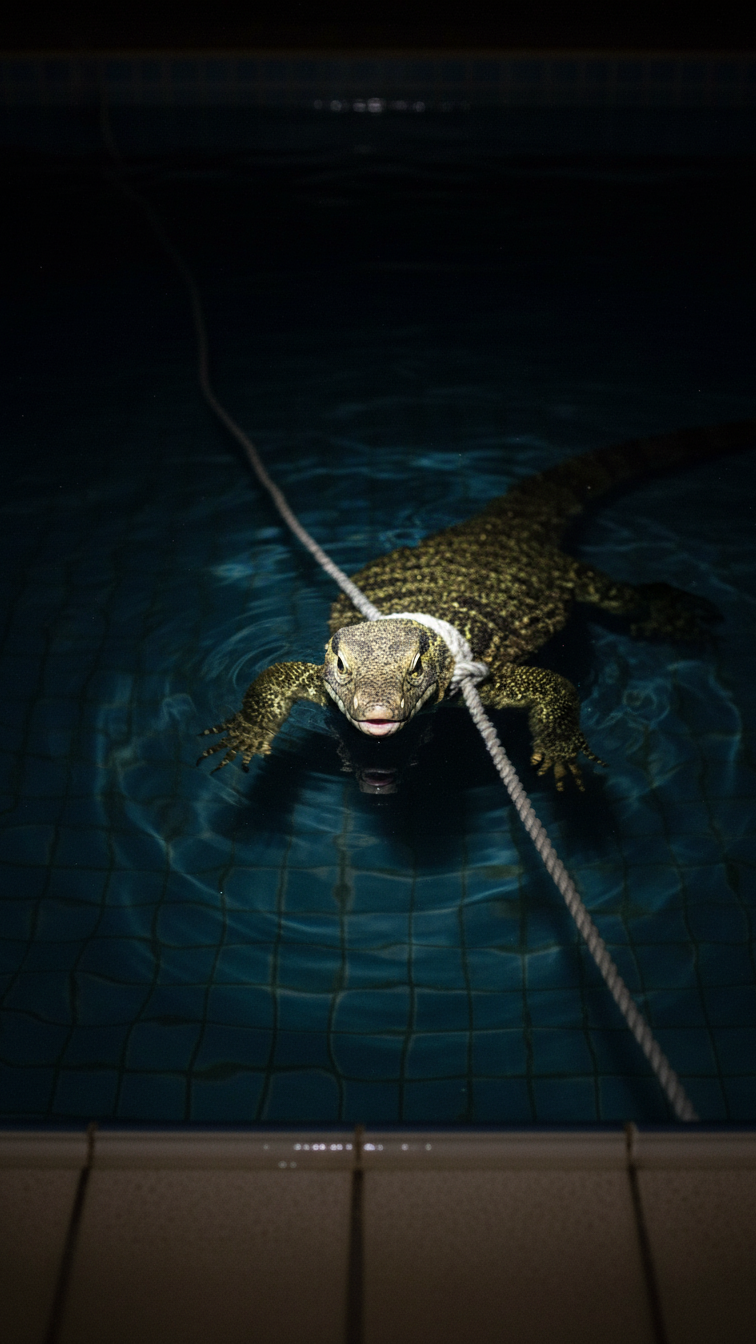 Chilling Encounter: Giant Chipkali Haunts the Dark Pool