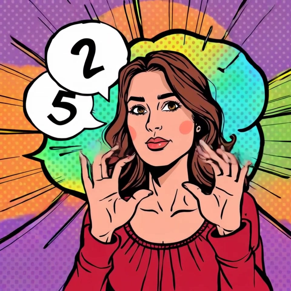 Scene: An animated visual where colorful sound waves transform fluidly into expressive sign language gestures, conveying deep emotions. Style: Vibrant colors with a dynamic, engaging animation style. Motion: The camera glides smoothly around the animated elements, emphasizing the flow and connection between sound and movement, while focusing on the gradual transformation of the waves into articulate signs.