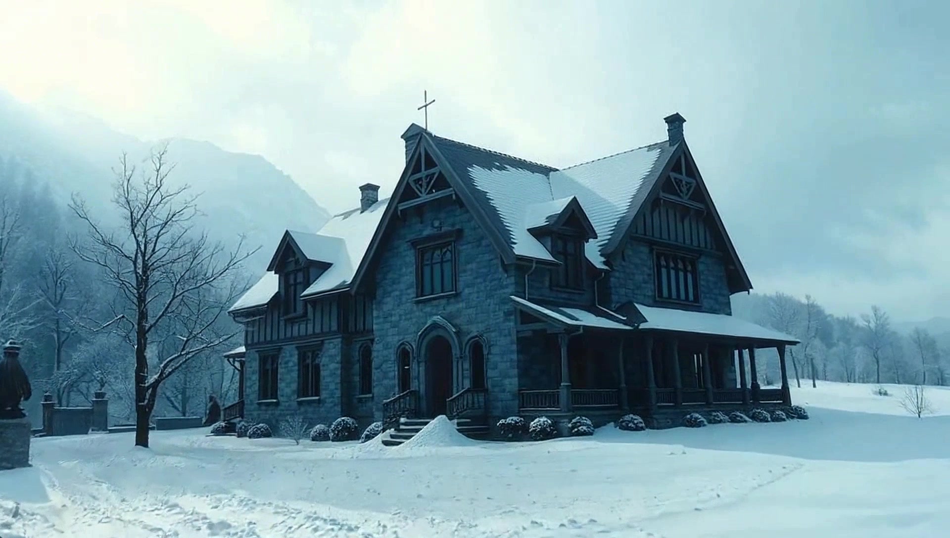 Santa Wrapping Stars with Liquid Metal in a Winter House