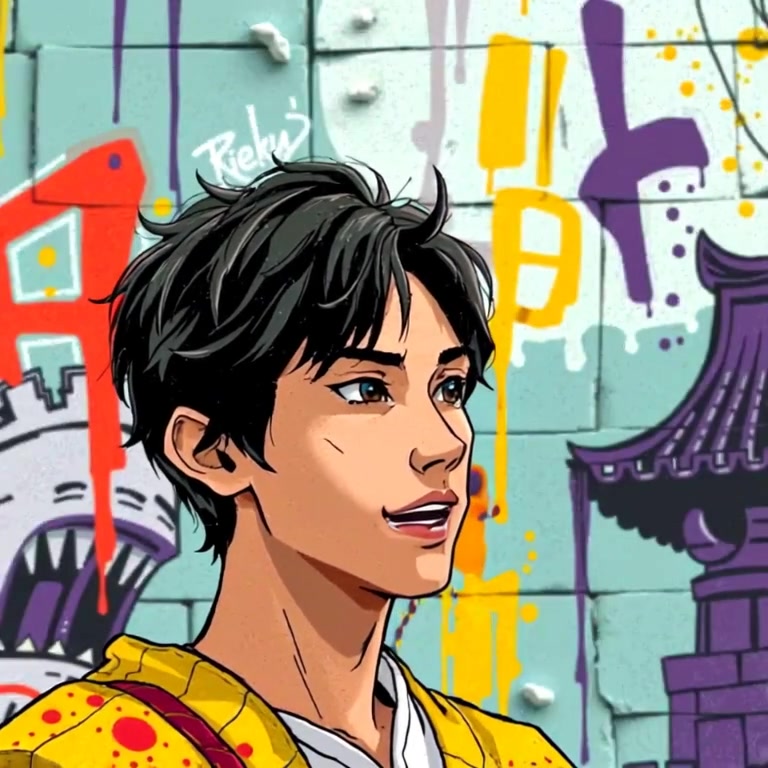 The man gestures naturally while explaining, a faint smile as sunlight filters through palace windows behind him.