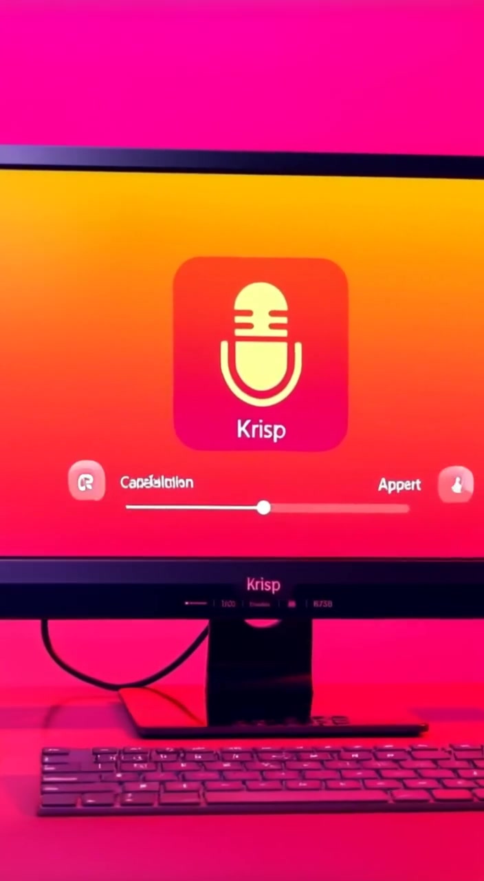 The microphone icon gently pulses on the screen as cancellation effects animate around it in a soothing flow.