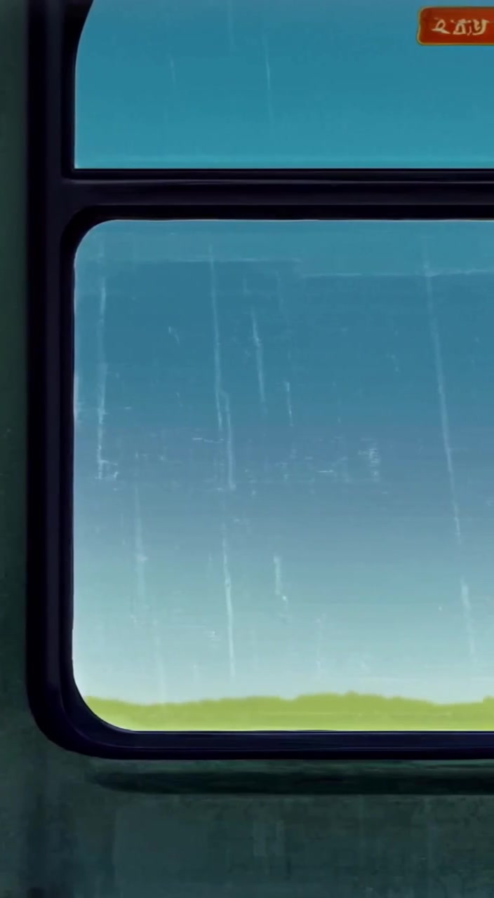 The young man gazes out the window as the bus gently sways, the empty seats surrounding him.