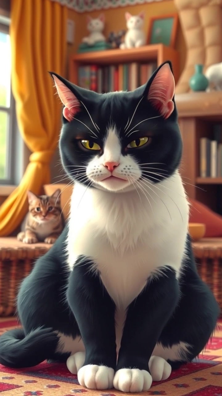 Kucing Hitam Putih Ngambek Karena Tak Diberi Cemilan!